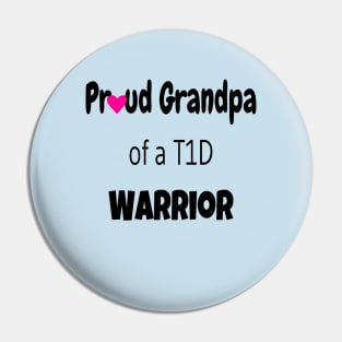 Proud Grandpa Black Text Pink Heart Pin