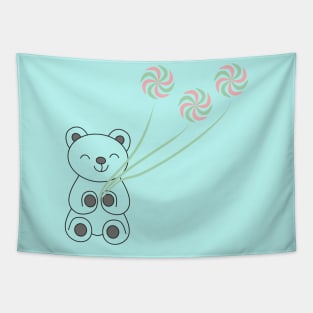 Happy little bear holding the weather vanes Tapestry