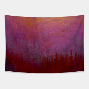 Red Forest at Sunset Tapestry