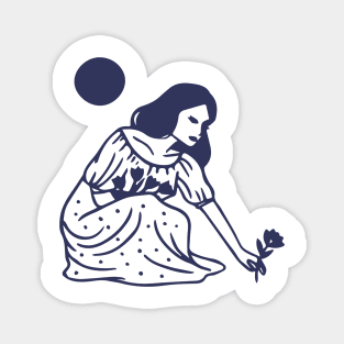 Woman Picking Flowers Magnet