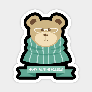 Happy Winter Holiday Bear Magnet