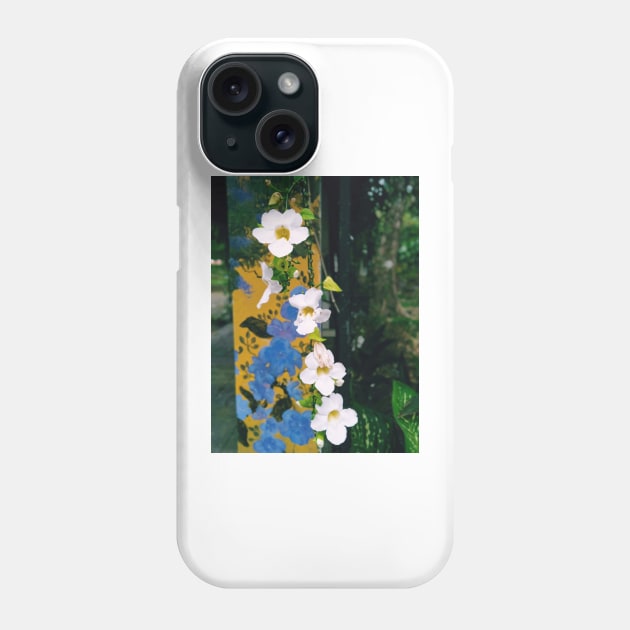 flower, bengal clockvine, thunbergia grandiflora, nature, garden, floral, flowers, purple, wagnerps, skyflower, yellow, evergreen, bengal trumpet, thunbergia, clockvine Phone Case by souvenirscape