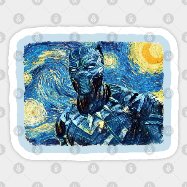 Black Panther Van Gogh Style - Black Panther - Sticker