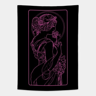 Alphonse Mucha Primevere Pink Neon Tapestry