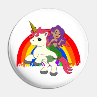 Mermaid and Unicorn Dreamteam Pin