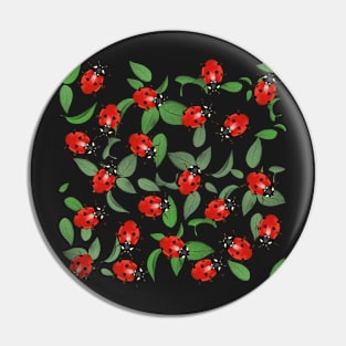 Ladybugs on green leaves Pin