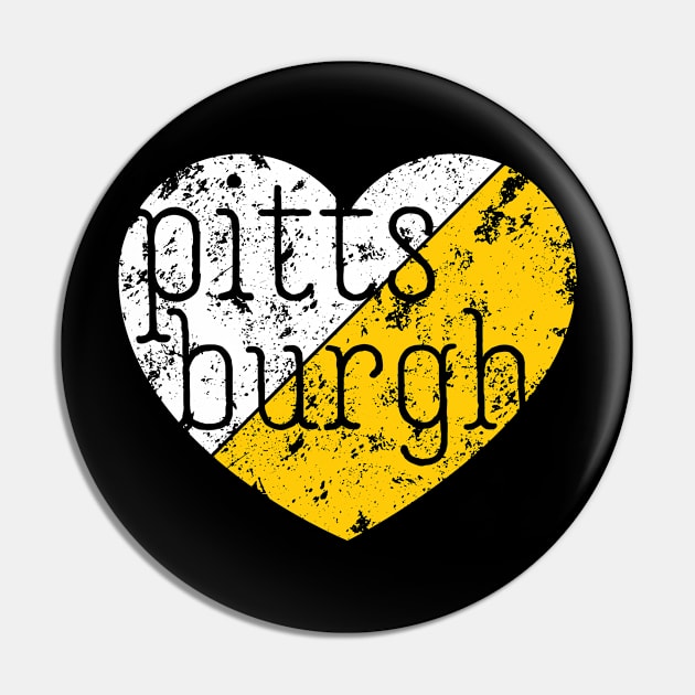 Pittsburgh Lover Retro Fan Distressed Heart Pin by polliadesign