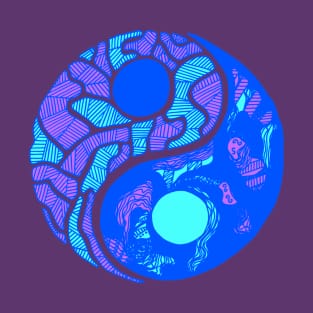 Blue Abstract Yin Yang T-Shirt