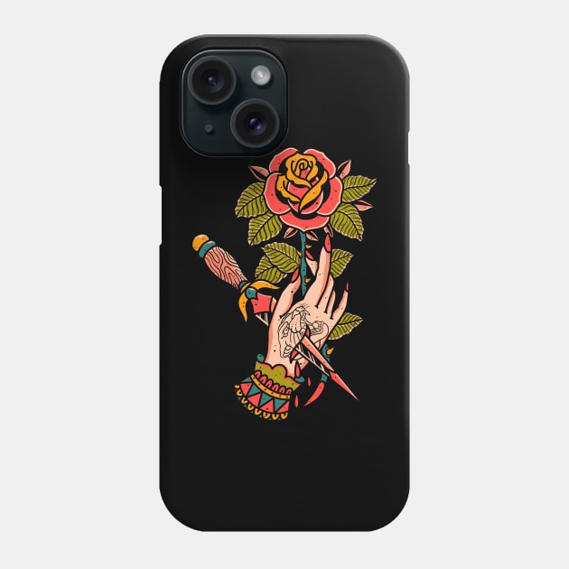 knife stabbing in hand Phone Case by ILLUSTRA.13