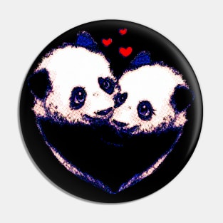 Panda in love, lovers couple cute, panda bear vintage syle Pin