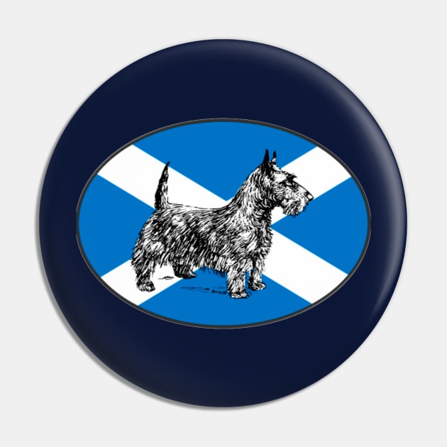 Scottie Dog / Scottish Terrier, with the flag of Scotland Pin by pickledpossums