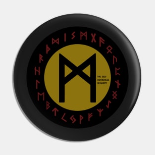 Yellow Mannaz Elder Futhark Rune | Viking | Pagan Symbol Pin