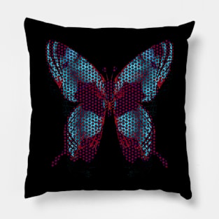 Fantasy Butterfly in Iridescent Blue Polka Dot Pillow