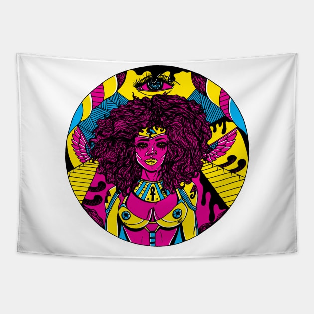 CMYK Kemet Warrior Tapestry by kenallouis