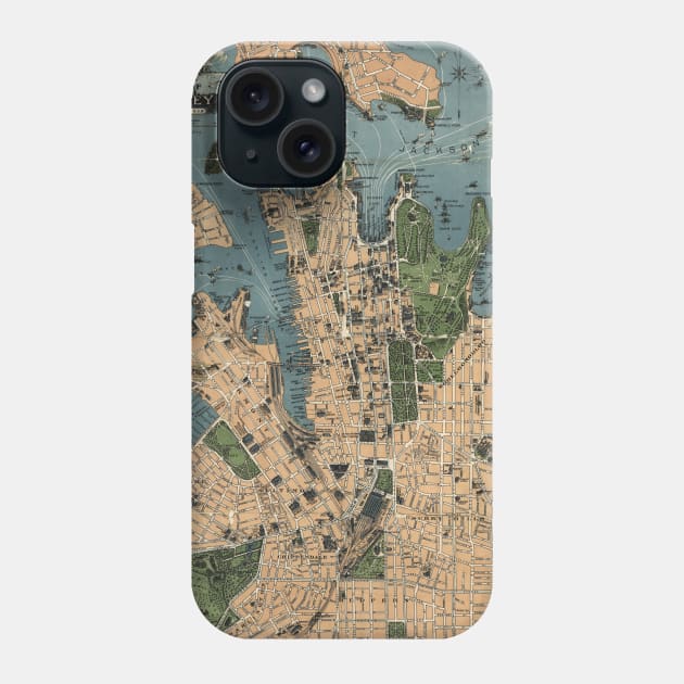 Vintage Map of Sydney Australia (1922) Phone Case by Bravuramedia