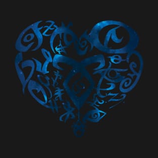 Shadowhunters rune / The mortal instruments - heart rune (blue galaxy) - Parabatai - Mundane gift idea T-Shirt