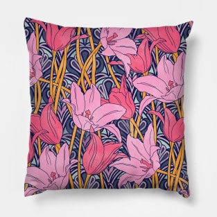 Pink Vibrant Tulips Pillow