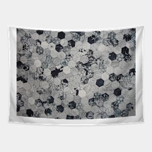 Gray and black hive printed textile Tapestry