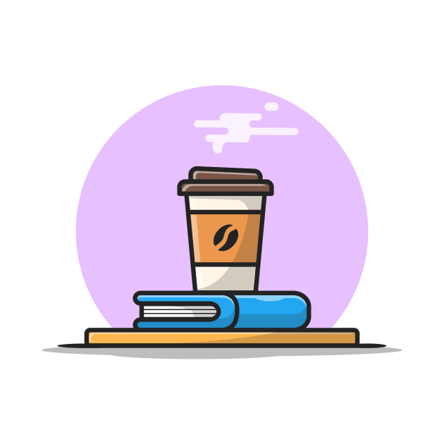 Hot Coffee Cup On Book Cartoon Vector Icon Illustration by Catalyst Labs