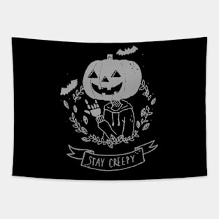 Stay creepy spooky pumpkin Tapestry