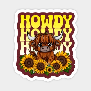 Howdy Highland Cow and Sunflowers Magnet