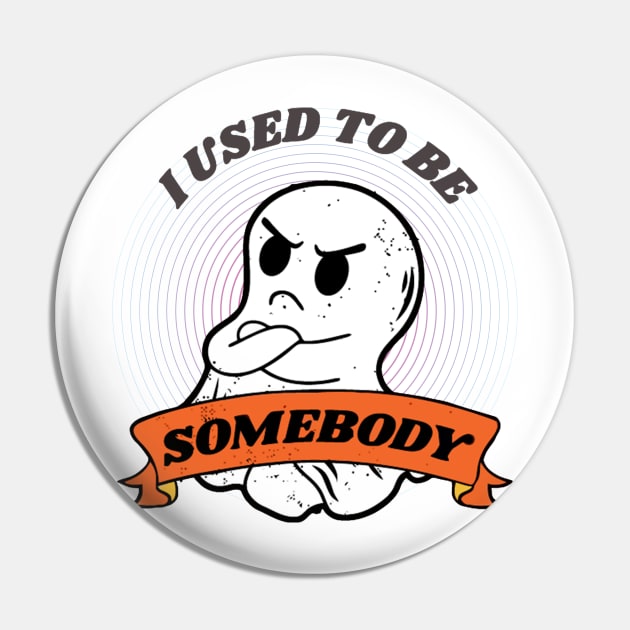 I Used to Be Somebody Funny Ghost Halloween Retro Sunset Pin by LEMOUS TEES