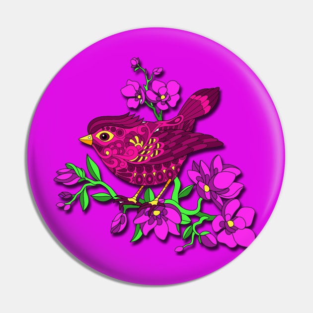 pink bird Pin by Sonia Jones Emporrium of unique designs 