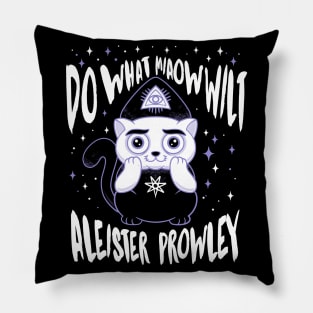 Aleister Prowley - Creepy Cute Occult Cat - Do What Miaow Wilt Pillow