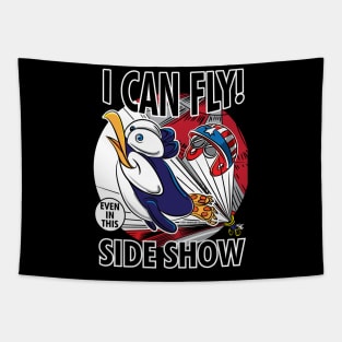 Penguin I Can Fly Side Show Tapestry