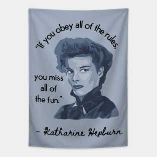 Katherine Hepburn Portrait and Quote Tapestry