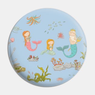 Mermaids Family under the Sea Pin