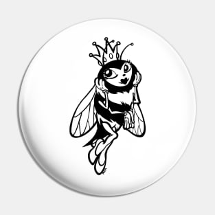 Queen Bee--Just a Little Bit Extra Black Outline Pin