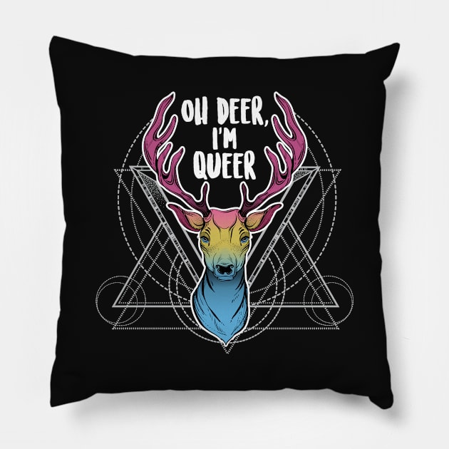 Pansexual: Oh Deer, I'm Queer Pillow by Psitta