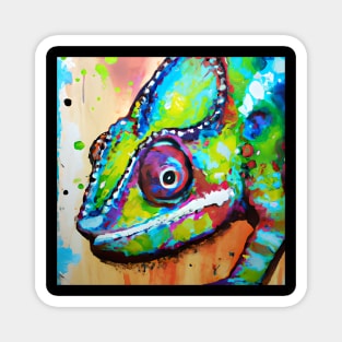Rainbow Chameleon Painting Magnet