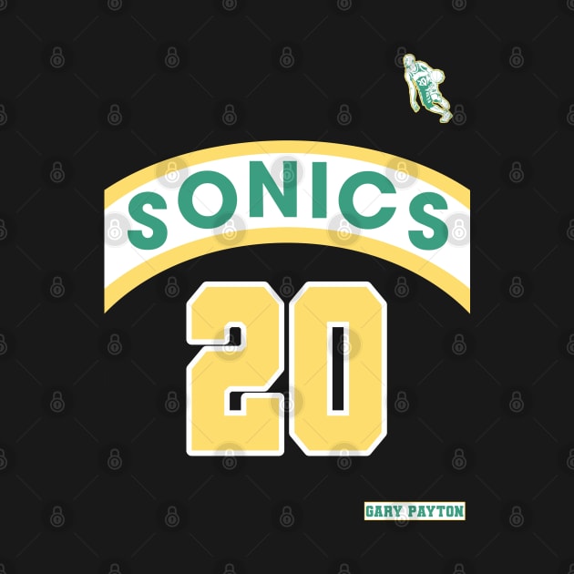 Gary Payton Retro Supersonics Jersey 90s Style Fan Art by darklordpug