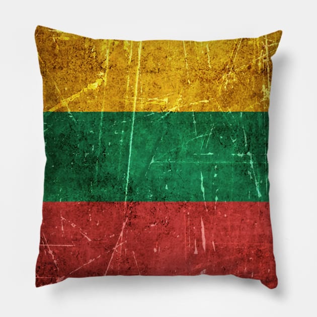 Vintage Aged and Scratched Lithuanian Flag Pillow by jeffbartels