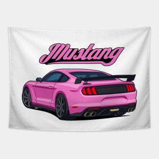 Rear Car Mustang pink Tapestry