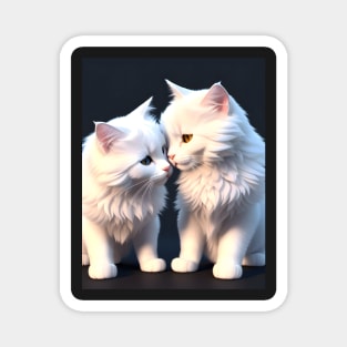 White Cats - Modern Digital Art Magnet