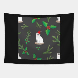 XMas Ragdoll Cats with Santa Hats - Winter Party Pattern Tapestry