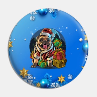 Pug Santa Hat Christmas Ornament Dog Lover Gift Pin