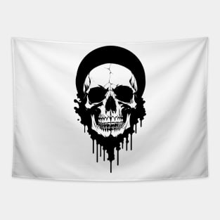 Black and White Skull Ink Art Tapestry