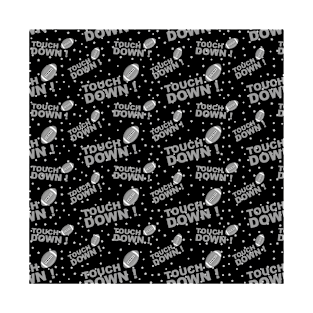 Touch Down Black Dotted American Football Pattern T-Shirt