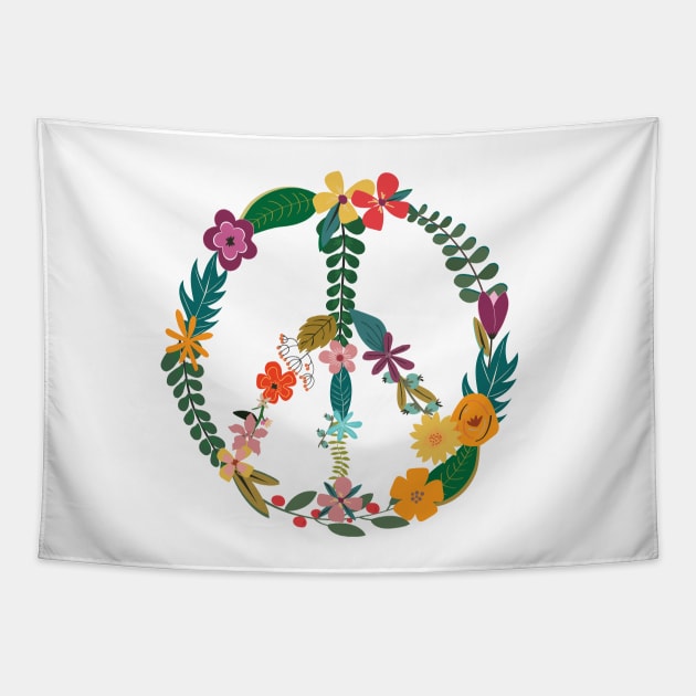 Floral Peace Sign Tapestry by TheNativeState