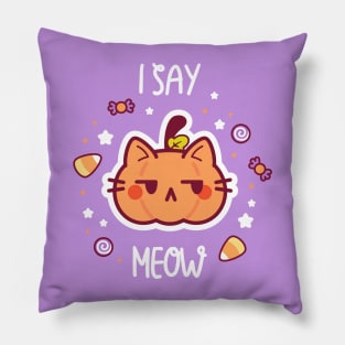 Cute pumpkin cat Halloween illustration Pillow