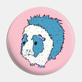 Blue And White Pop Art Guinea Pig Pin