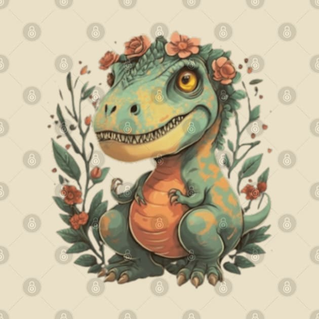 Floral cute dinosaur trex gift ideas kids floral dino trex gift ideas by WeLoveAnimals