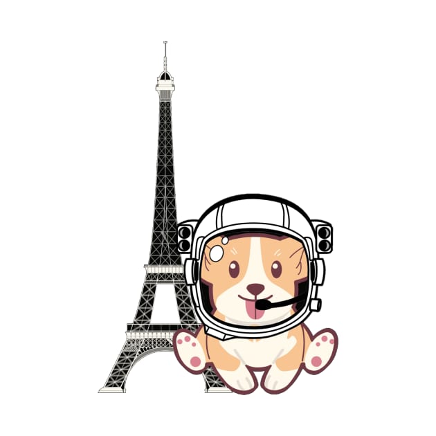 Space Corgi goes to Paris - The Cool Astronaut Puppy! by LukjanovArt