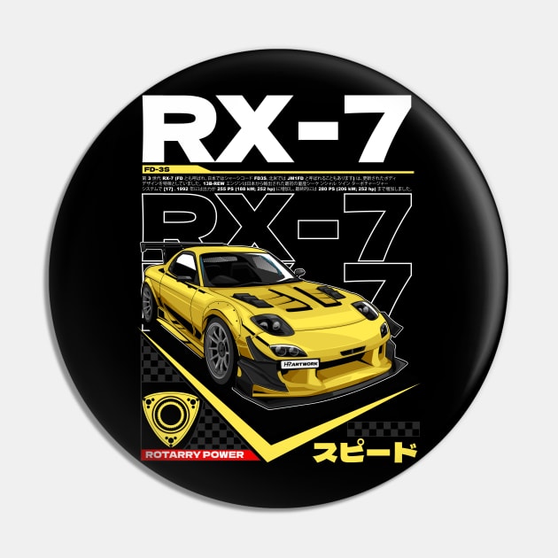 JDM LEGEND MAZDA RX7 FD3S -YELLOW Pin by HFP_ARTWORK