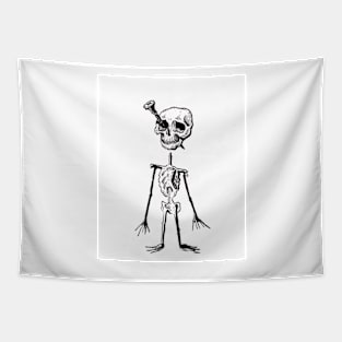 Screwed , Pen and Ink Skeleton humor dark art death Tapestry