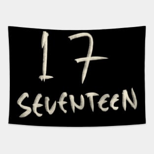 Hand Drawn Letter Number 17 Seventeen Tapestry